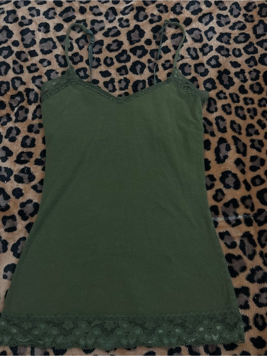 No Boundaries Tops - No Boundaries Olive Green Lace Trim Cami